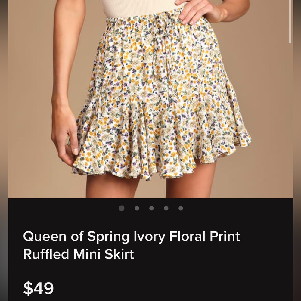 Lulus Spring Ivory Floral Ruffled Mini Skirt
